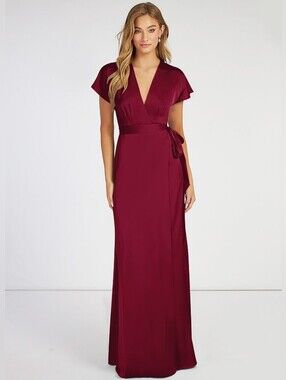 NEW Azazie Nico Stretch Satin Bridesmaid Dress Burgundy Custom Size+Hanging Bag